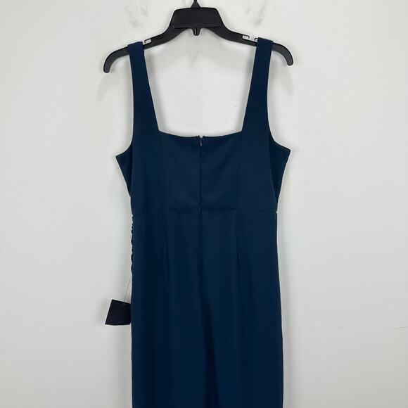 Lulus Glamorous Disposition Navy Ruched Maxi Dress Formal Evening Large NWT - Picture 11 of 12